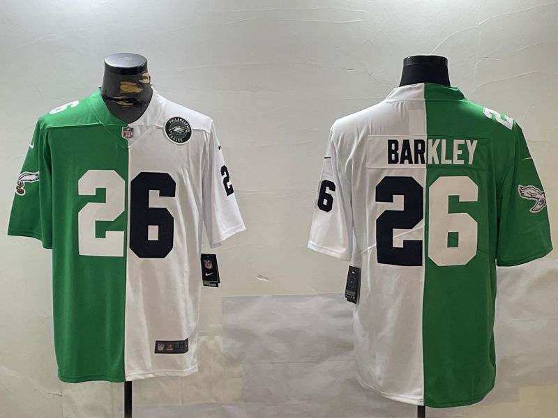 Men Philadelphia Eagles 26 Barkley Green white 2024 Nike Limited NFL Jersey style 1